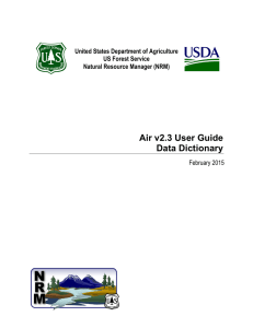 Air v2.3 User Guide Data Dictionary  United States Department of Agriculture