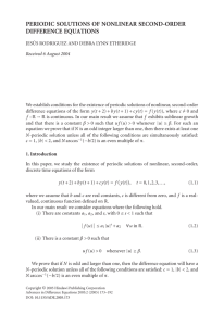 PERIODIC SOLUTIONS OF NONLINEAR SECOND-ORDER DIFFERENCE EQUATIONS