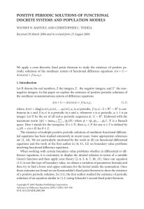 POSITIVE PERIODIC SOLUTIONS OF FUNCTIONAL DISCRETE SYSTEMS AND POPULATION MODELS