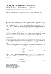 ON THE SYSTEM OF RATIONAL DIFFERENCE EQUATIONS x f