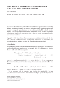 PERTURBATION METHOD FOR LINEAR DIFFERENCE EQUATIONS WITH SMALL PARAMETERS