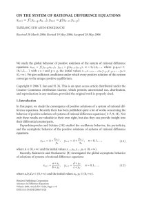 ON THE SYSTEM OF RATIONAL DIFFERENCE EQUATIONS x f y