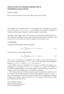 OSCILLATION OF HIGHER-ORDER DELAY DIFFERENCE EQUATIONS