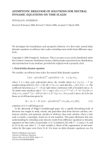 ASYMPTOTIC BEHAVIOR OF SOLUTIONS FOR NEUTRAL DYNAMIC EQUATIONS ON TIME SCALES