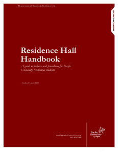 Residence Hall Handbook A guide to policies and procedures for Pacific