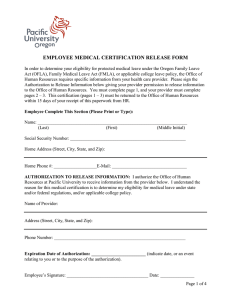 EMPLOYEE MEDICAL CERTIFICATION RELEASE FORM