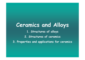 Ceramics and Alloys 1. Structures of alloys 2. Structures of ceramics