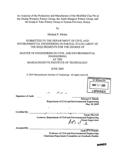 An Analysis  of the Production  and  Manufacture ... the Oriang  Women's  Pottery Group,  the Amilo-Rangwe ...