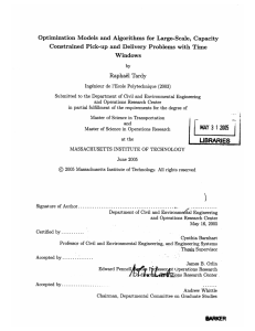 Optimization  Models  and Algorithms  for  Large-Scale, ... Constrained  Pick-up  and Delivery  Problems  with ...