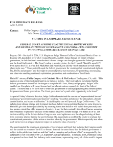 FOR IMMEDIATE RELEASE: Contact VICTORY IN LANDMARK CLIMATE CASE!