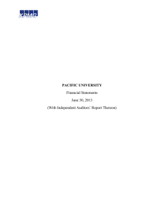 PACIFIC UNIVERSITY Financial Statements June 30, 2013 (With Independent Auditors’ Report Thereon)