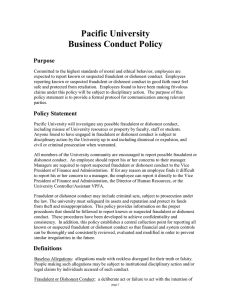 Pacific University Business Conduct Policy Purpose
