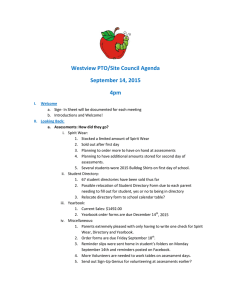 Westview PTO/Site Council Agenda September 14, 2015 4pm