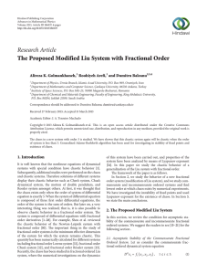 Research Article The Proposed Modified Liu System with Fractional Order Roohiyeh Arefi,