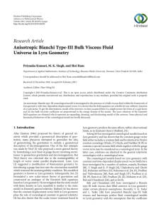 Research Article Anisotropic Bianchi Type-III Bulk Viscous Fluid Universe in Lyra Geometry