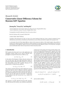 Research Article Conservative Linear Difference Scheme for Rosenau-KdV Equation Jinsong Hu,