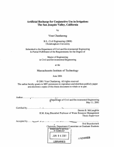 Artificial  Recharge  for Conjunctive  Use  in... The San Joaquin Valley,  California Virat Chatdarong