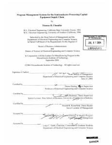 Program Management  Systems  for the Semiconductor  Processing ... Equipment Supply  Chain Thomas  B.  Chandler