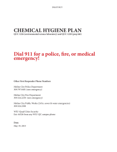 CHEMICAL HYGIENE PLAN Dial 911 for a police, fire, or medical emergency!