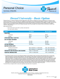 Personal Choice Drexel University - Basic Option Summary of Benefits