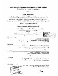 Cost  of Stockouts  in the  Microprocessor ... Determining  the Optimal  Service  Level