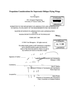 Propulsion Considerations  for Supersonic  Oblique  Flying ... LIBRARIES JUL  10  2006