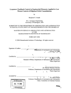 Lyapunov  Feedback  Control in  Equinoctial Elements ... Thrust Control of Elliptical  Orbit Constellations