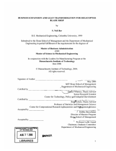 BUSINESS  EXPANSION  AND  LEAN  TRANSFORMATION ... BLADE  SHOP by S.  Neil  Bar