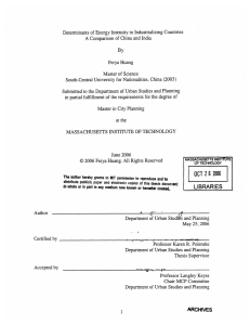 Determinants  of Energy Intensity  in Industrializing  Countries By