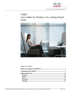 UMKC Cisco Jabber for Windows 10.x Getting Started Guide Table of Contents