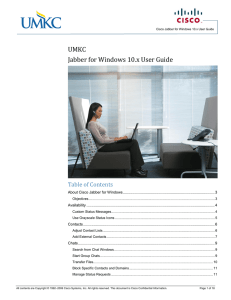 UMKC Jabber for Windows 10.x User Guide Table of Contents