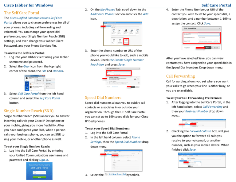 Cisco Jabber For Windows Self Care Portal The Self Care Portal