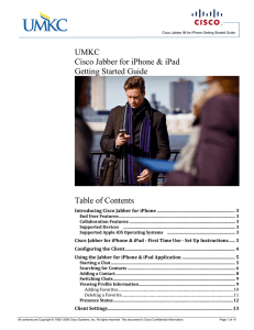 UMKC Cisco Jabber for iPhone &amp; iPad Getting Started Guide