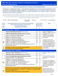 UMKC Major Map: Bachelor of Science in Nursing (Pre-Licensure) First-Time College Students