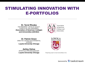 STIMULATING INNOVATION WITH E-PORTFOLIOS Dr. Terrel Rhodes Dr. Patrick Green