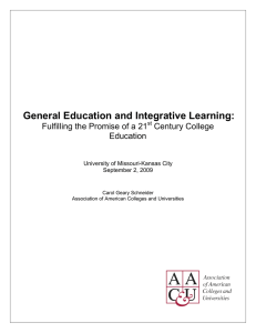 General Education and Integrative Learning:  Fulfilling the Promise of a 21