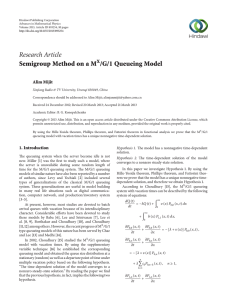 Research Article Semigroup Method on a M /G/1 Queueing Model X