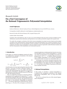 Research Article On a Fast Convergence of the Rational-Trigonometric-Polynomial Interpolation Arnak Poghosyan