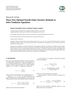 Research Article Three New Optimal Fourth-Order Iterative Methods to Solve Nonlinear Equations