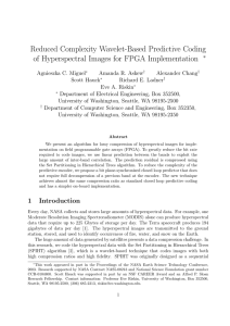 Reduced Complexity Wavelet-Based Predictive Coding of Hyperspectral Images for FPGA Implementation