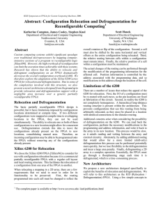 Abstract: Configuration Relocation and Defragmentation for Reconfigurable Computing 1