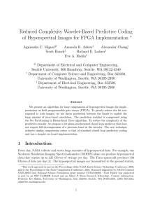 Reduced Complexity Wavelet-Based Predictive Coding of Hyperspectral Images for FPGA Implementation