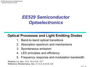 EE529 Semiconductor Optoelectronics Optical Processes and Light Emitting Diodes
