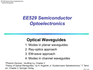 EE529 Semiconductor Optoelectronics Optical Waveguides 1. Modes in planar waveguides