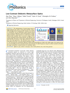 Low-Contrast Dielectric Metasurface Optics Alan Zhan, Shane Colburn, Rahul Trivedi,