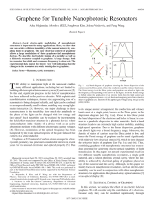 Graphene for Tunable Nanophotonic Resonators , Member, IEEE (Invited Paper)