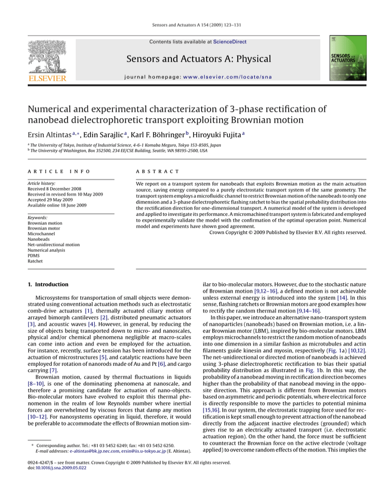 Sensors and Actuators A Physical nanobead dielectrophoretic transport