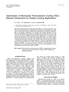 Optimization of Microscale Thermoelectric Cooling (TEC)