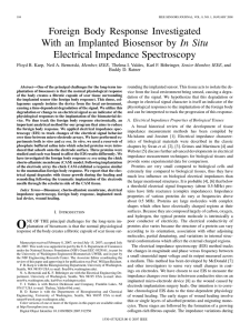 Foreign Body Response Investigated In Situ Electrical Impedance Spectroscopy , Member, IEEE