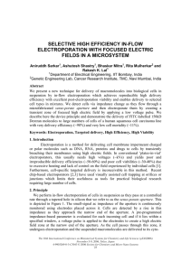 SELECTIVE HIGH EFFICIENCY IN-FLOW ELECTROPORATION WITH FOCUSED ELECTRIC FIELDS IN A MICROSYSTEM